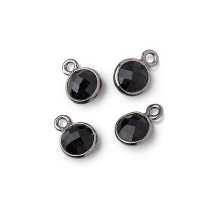 7mm Bezel Set Black Onyx Faceted Coin Set of 4 Pendants