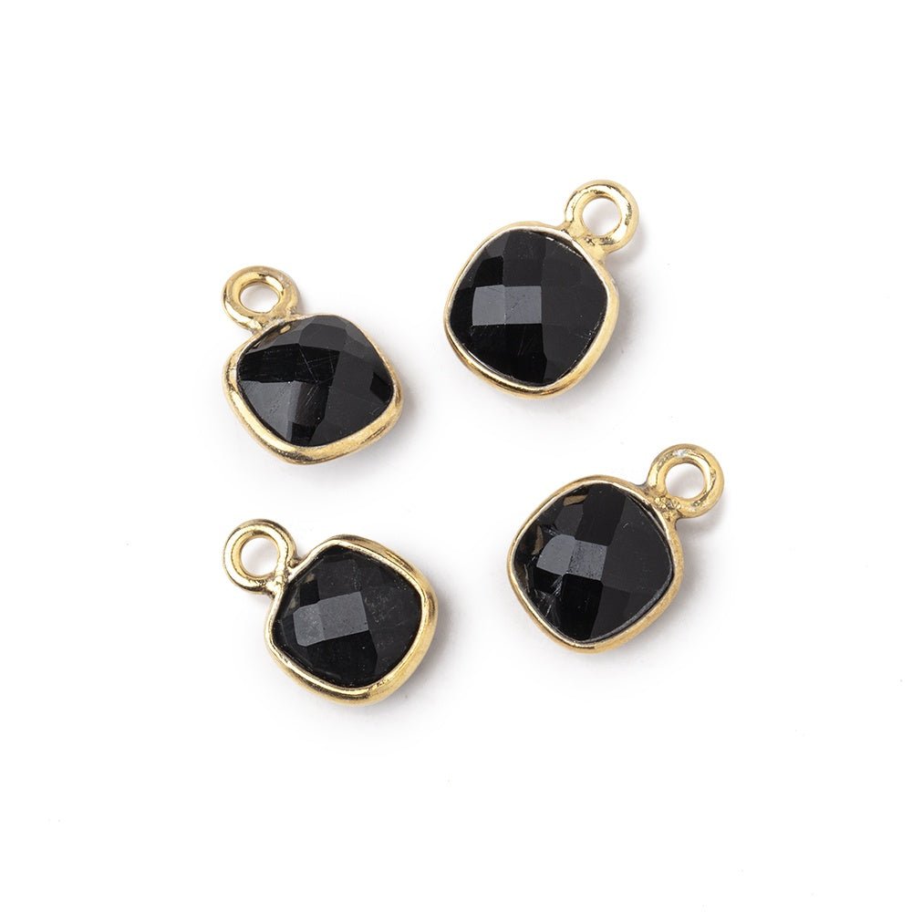 7mm Bezel Set Black Onyx Faceted Cushion Set of 4 Pendants