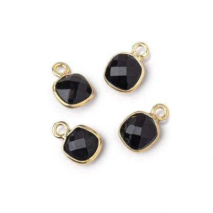 7mm Bezel Set Black Onyx Faceted Cushion Set of 4 Pendants