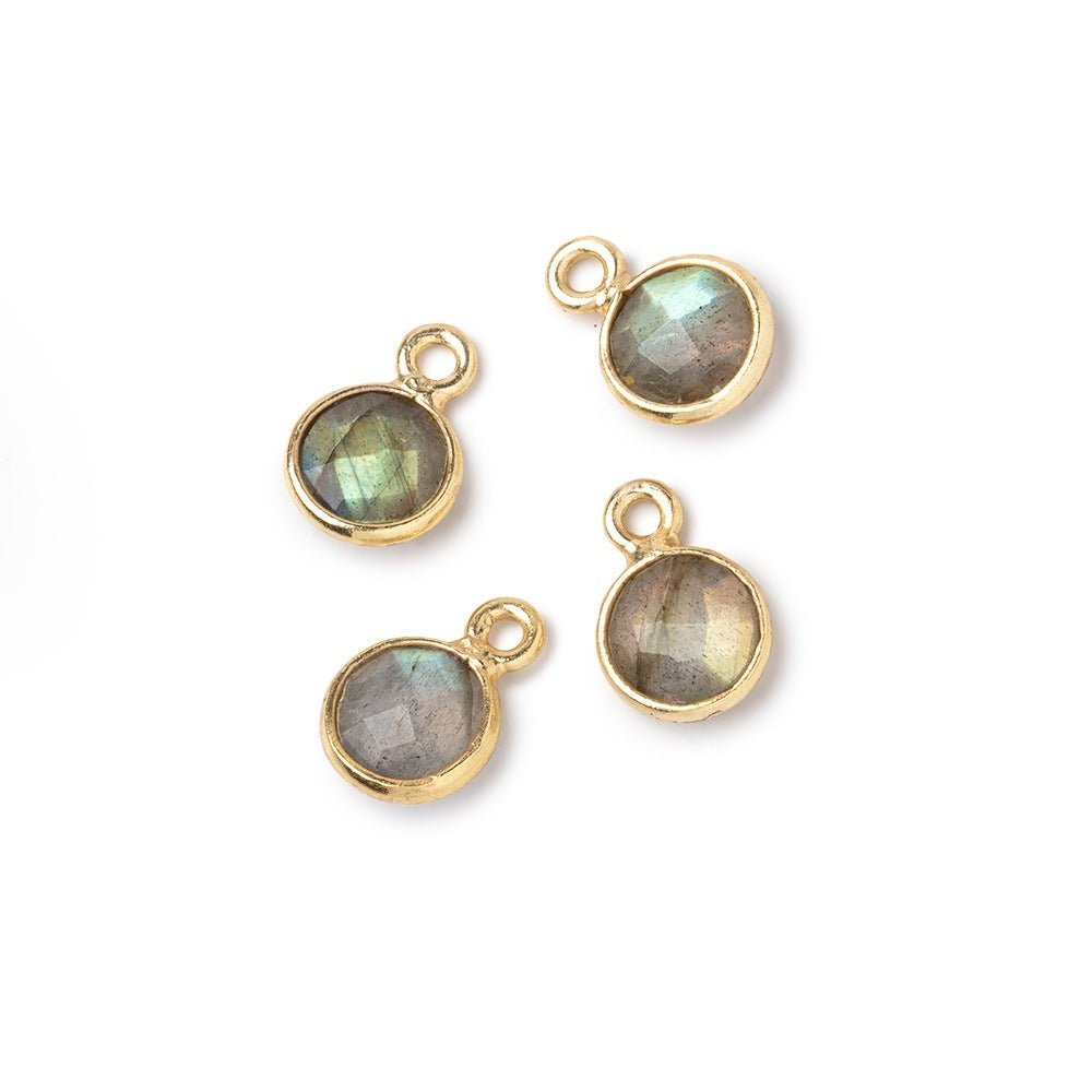 7mm Bezel Set Labradorite Faceted Coin Set of 4 Pendants