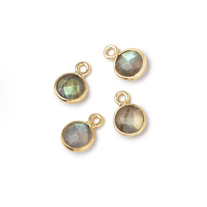 7mm Bezel Set Labradorite Faceted Coin Set of 4 Pendants