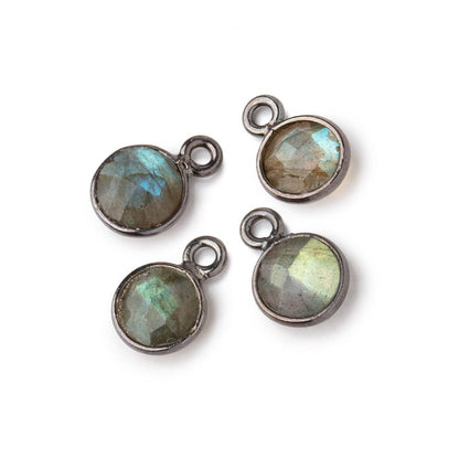 7mm Bezel Set Labradorite Faceted Coin Set of 4 Pendants