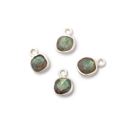 7mm Bezel Set Labradorite Faceted Cushion Set of 4 Pendants