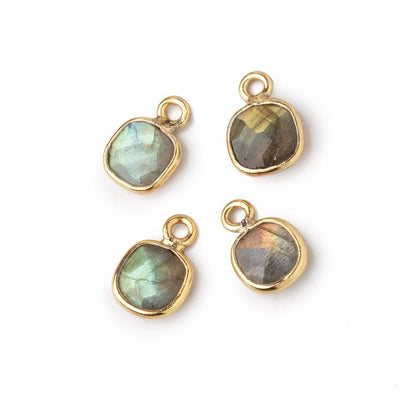 7mm Bezel Set Labradorite Faceted Cushion Set of 4 Pendants