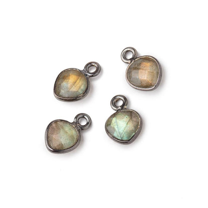 7mm Bezel Set Labradorite Faceted Heart Set of 4 Pendants