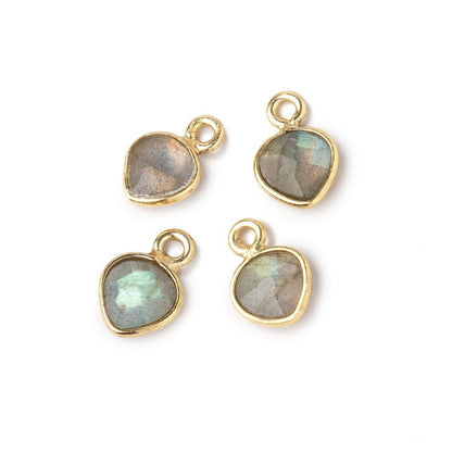 7mm Bezel Set Labradorite Faceted Heart Set of 4 Pendants