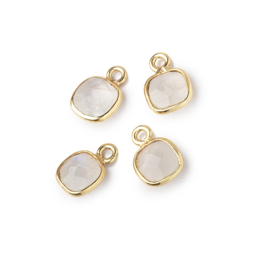 7mm Bezel Set Rainbow Moonstone Faceted Cushion Set of 4 Pendants