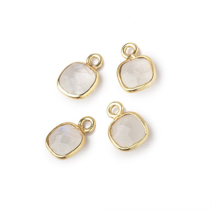 7mm Bezel Set Rainbow Moonstone Faceted Cushion Set of 4 Pendants