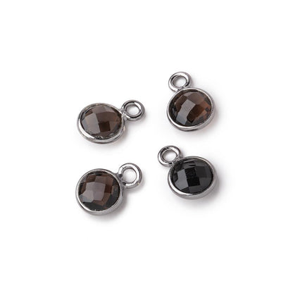7mm Bezel Set Smoky Quartz Faceted Coin Set of 4 Pendants