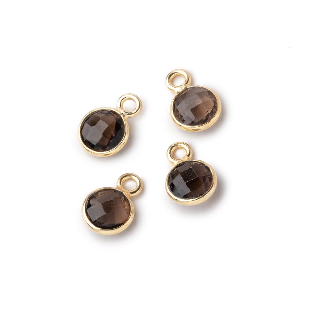 7mm Bezel Set Smoky Quartz Faceted Coin Set of 4 Pendants