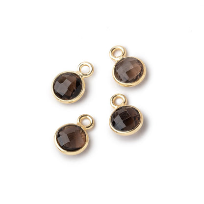 7mm Bezel Set Smoky Quartz Faceted Coin Set of 4 Pendants