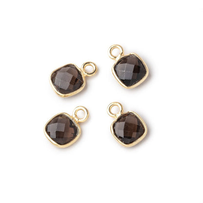 7mm Bezel Set Smoky Quartz Faceted Cushion Set of 4 Pendants