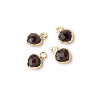 7mm Bezel Set Smoky Quartz Faceted Heart Set of 4 Pendants