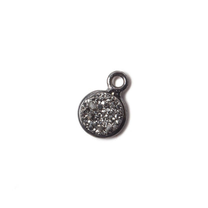7mm Black Gold Bezel Metallic Platinum Drusy Coin Pendant 1 piece