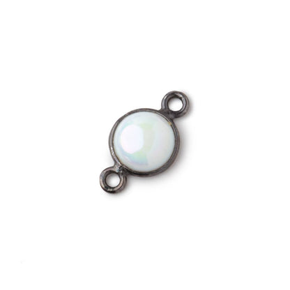 7mm Black Gold Bezel Mystic Opal Coin Cabochon Connector 1 piece