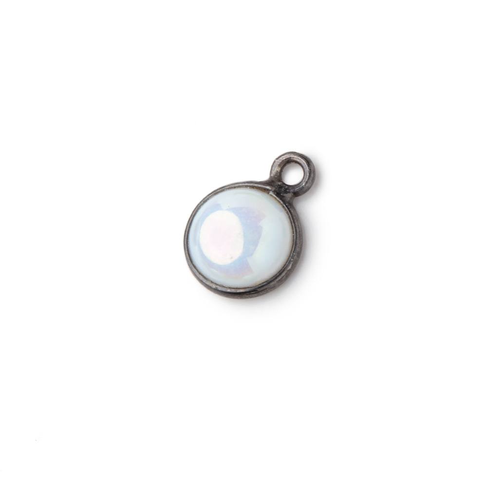 7mm Black Gold Bezel Mystic Opal Coin Cabochon Pendant 1 piece