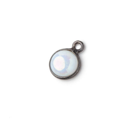 7mm Black Gold Bezel Mystic Opal Coin Cabochon Pendant 1 piece
