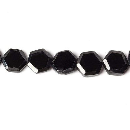 7mm Black Spinel bezel faceted hexagon beads 13 inch 43 pieces