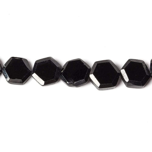 7mm Black Spinel bezel faceted hexagon beads 13 inch 43 pieces