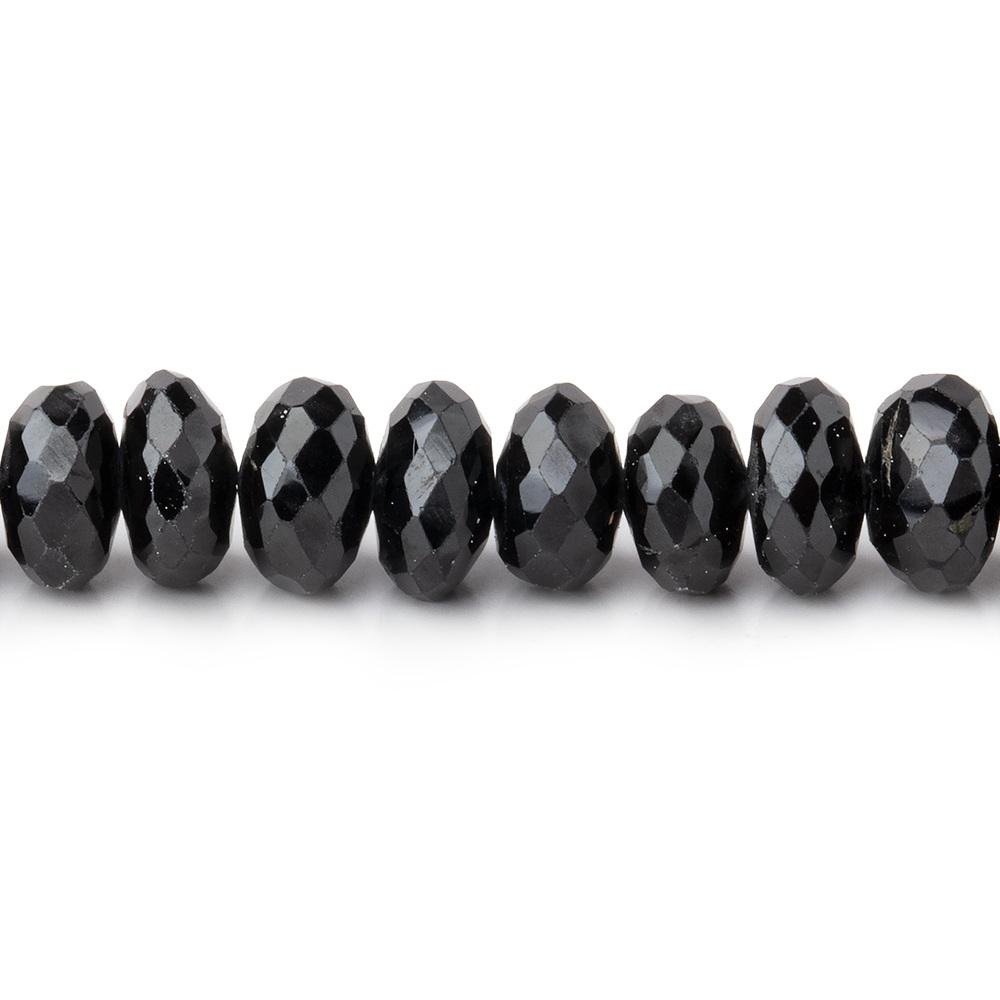 7mm Black Spinel faceted rondelle beads 8 inch 47 beads