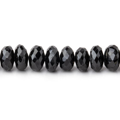 7mm Black Spinel faceted rondelle beads 8 inch 47 beads