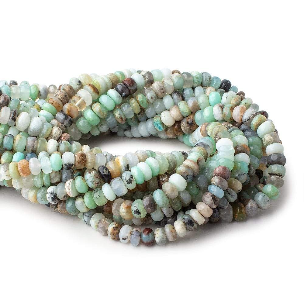 7mm Blue Peruvian Opal plain rondelles 14 inch 86 beads AA