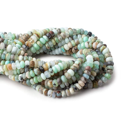 7mm Blue Peruvian Opal plain rondelles 14 inch 86 beads AA
