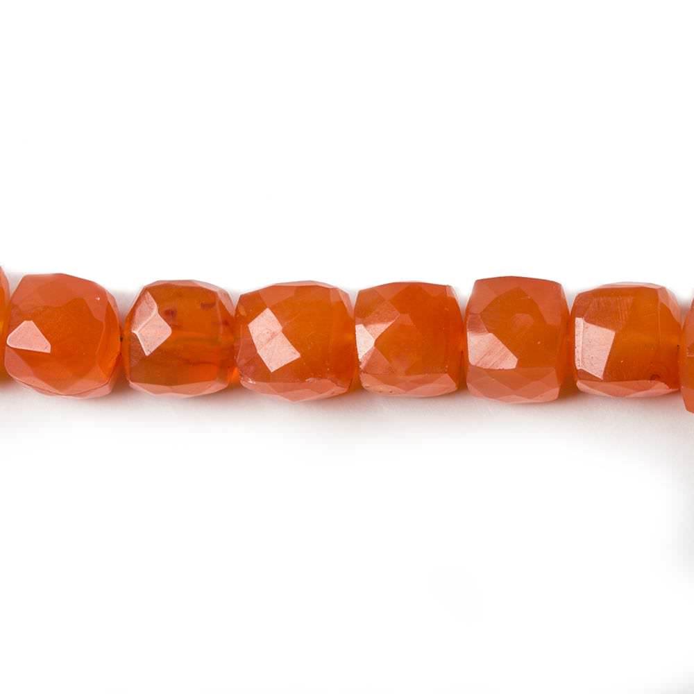 7.5mm Carnelian faceted cube beads 8 inch 30 pieces