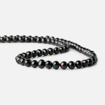 7mm Charcoal Grey Off Round Pearl, 15 inch, 72 pieces