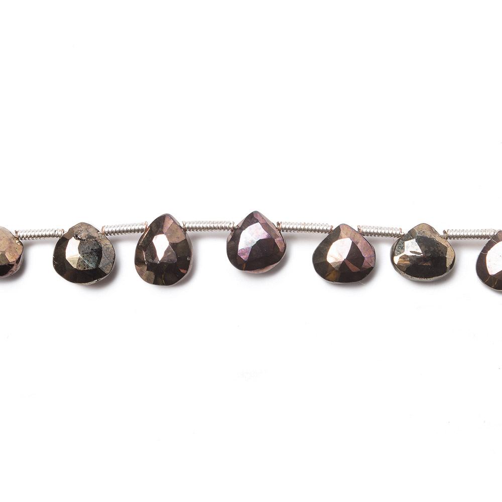 7mm Chocolate Mystic Black Spinel Beads Heart Briolette 8 inch 21 pieces