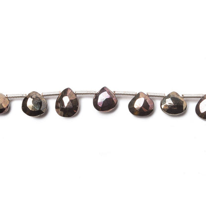 7mm Chocolate Mystic Black Spinel Beads Heart Briolette 8 inch 21 pieces