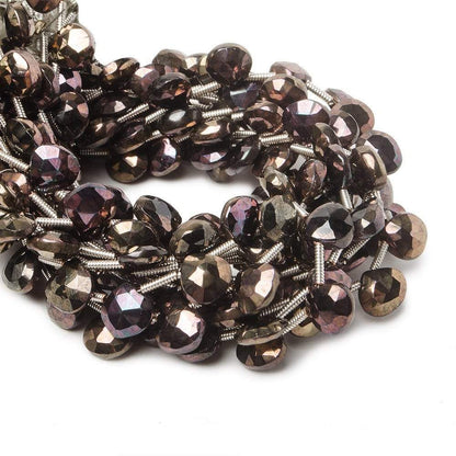 7mm Chocolate Mystic Black Spinel Beads Heart Briolette 8 inch 21 pieces