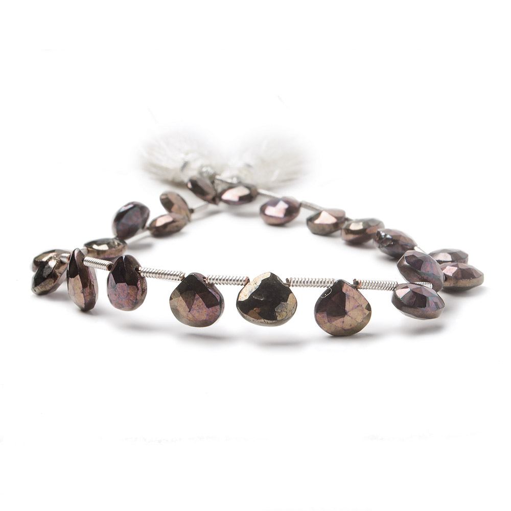 7mm Chocolate Mystic Black Spinel Beads Heart Briolette 8 inch 21 pieces