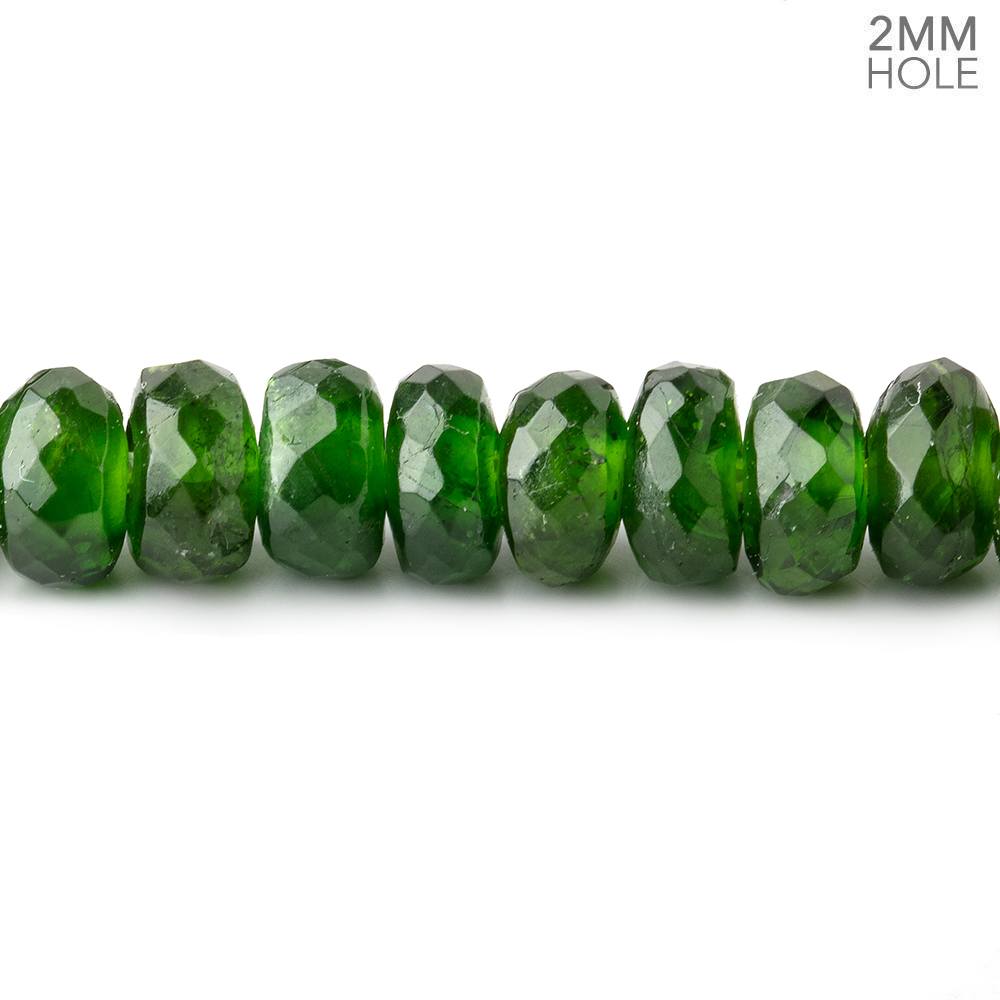 7mm Chrome Diopside 2mm Large Hole Faceted Rondelles 8 inch 51 Beads AAA