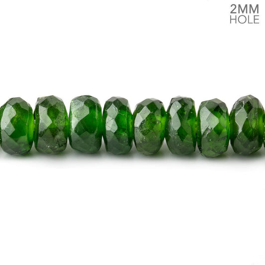 7mm Chrome Diopside 2mm Large Hole Faceted Rondelles 8 inch 51 Beads AAA