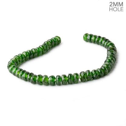 7mm Chrome Diopside 2mm Large Hole Faceted Rondelles 8 inch 51 Beads AAA