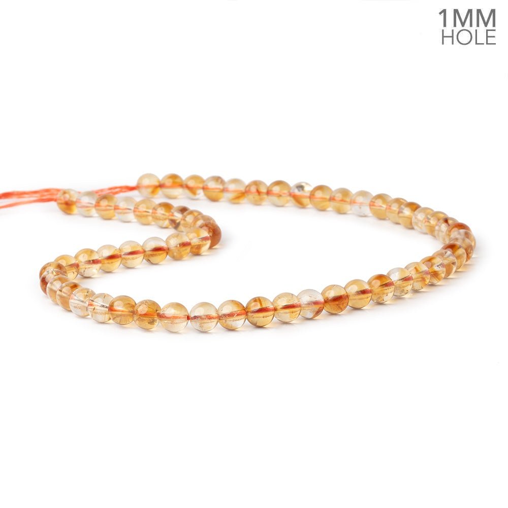7mm Citrine Plain Rounds 15 inch 58 Beads with 1mm Drill Holes AA