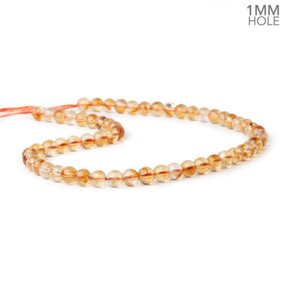 7mm Citrine Plain Rounds 15 inch 58 Beads with 1mm Drill Holes AA