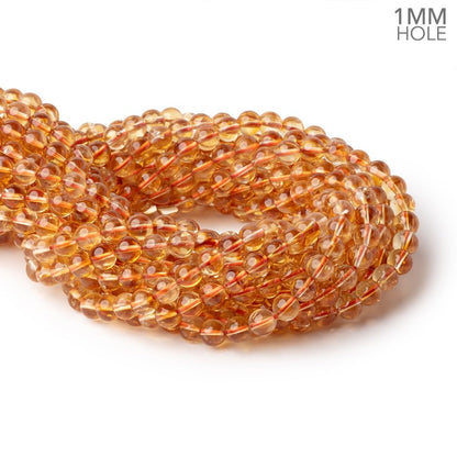 7mm Citrine Plain Rounds 15 inch 58 Beads with 1mm Drill Holes AA