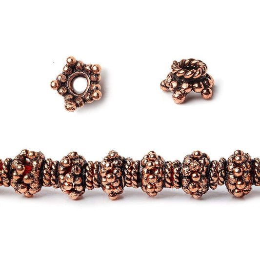 7mm Copper Bead Caps Bali Style 8 inch 68 pcs