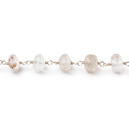 7mm Copper Rutilated Quartz Faceted Rondelles on .925 Silver Chain by the Foot