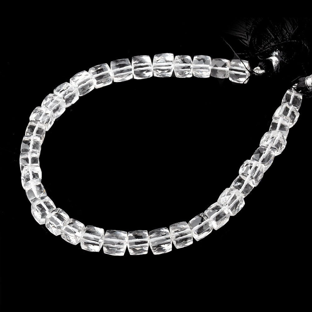 7mm Crystal Quartz Faceted Cube Beads 10 inch 35 pieces AA