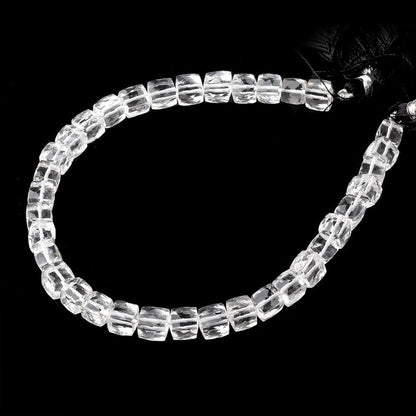 7mm Crystal Quartz Faceted Cube Beads 10 inch 35 pieces AA