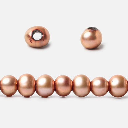 7mm Dark Salmon Large Hole Off Round Freshwater Pearls 15 inches 65 pieces