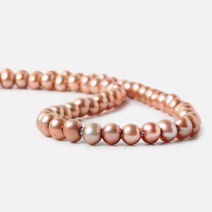 7mm Dark Salmon Large Hole Off Round Freshwater Pearls 15 inches 65 pieces