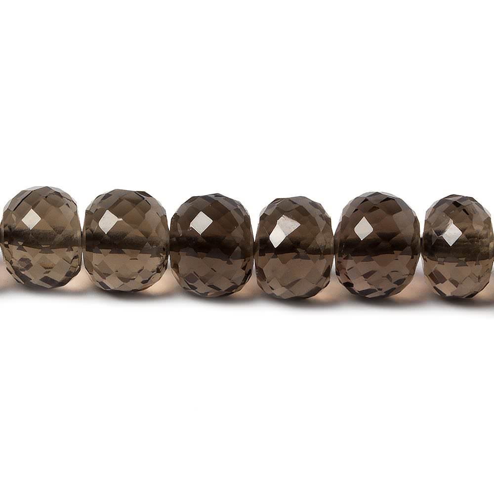 7mm Dark Smoky Quartz Micro-faceted rondelle beads 16 inch 82 pieces