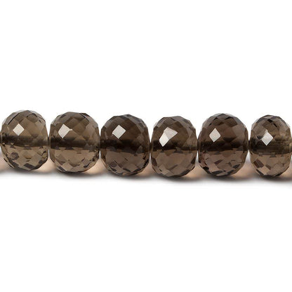 7mm Dark Smoky Quartz Micro-faceted rondelle beads 16 inch 82 pieces