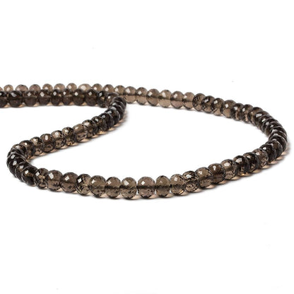 7mm Dark Smoky Quartz Micro-faceted rondelle beads 16 inch 82 pieces