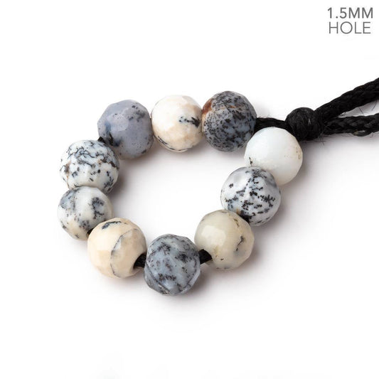 7mm Dendritic Opal 1.5mm Large Hole Faceted Rounds Set of 10
