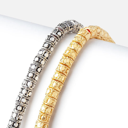 7mm Dotted Cylinder Tube Beads 8 inch 47 pieces